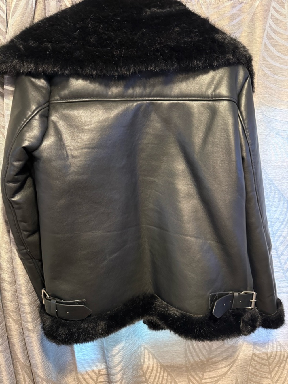 Windsor Black Leather Shearling-Trim Jacket - Picture 6 of 7